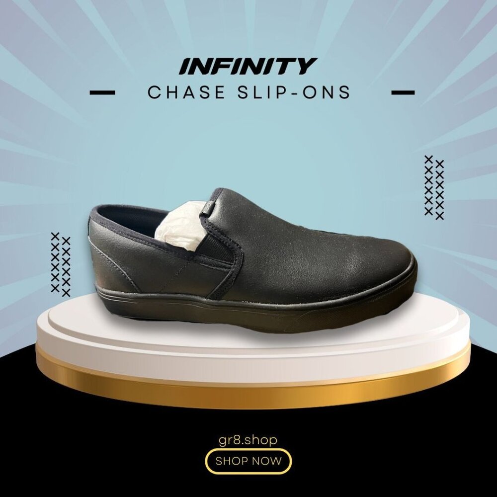 Infinity Chase Slip-Ons Black Womens Size 8 Oil & Slip Resistant Shoes With Remo
